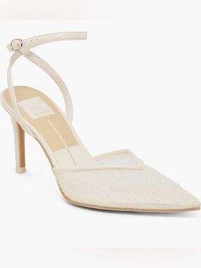 Dolce Vita Ivory Beaded Pointed Toe Slingback Heels (New/Never Worn)